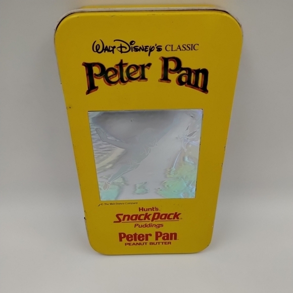 Peter Pan Walt Disney Collectible Tin W/ Sticker PB Hunts Tinkerbell Vintage - Picture 2 of 11